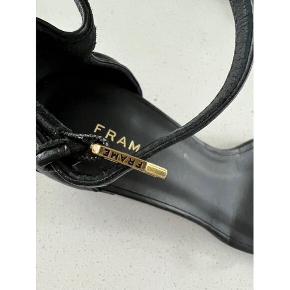 NWOB FRAME Black Le Summit Square Toe Strappy Leather Sandals size 36 - Picture 9 of 9